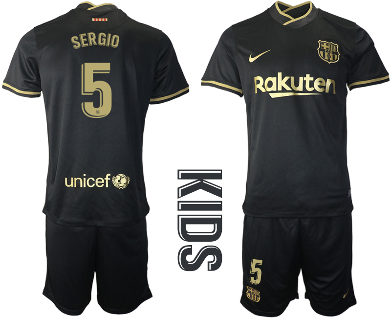 Youth 2020-2021 club Barcelona away #5 black Soccer Jerseys